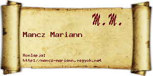 Mancz Mariann névjegykártya